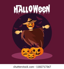 halloween card with scarecrow character