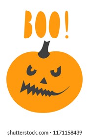 Halloween card with scary pumpkin