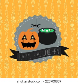 Halloween card with seamless background. Vector