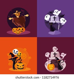 halloween card with set characters