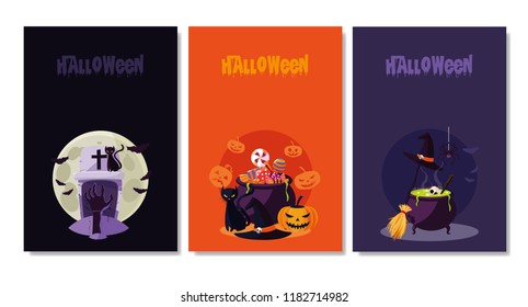halloween card with set characters