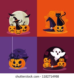halloween card with set characters