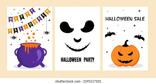 Halloween card set for different festive event.