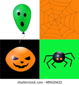 Halloween card set. Flat design Vector illustration.