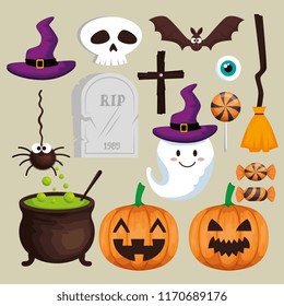 halloween card set icons