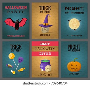 Halloween card set.Vector illustration