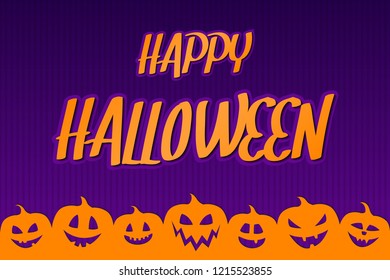 Halloween card with silhouettes of pumpkins. Vector.