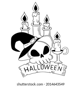 Halloween card with skull and candles