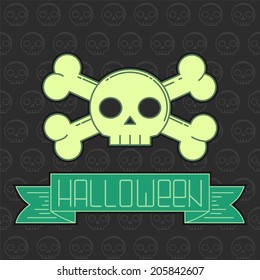 Halloween card with with skull and crossbones
