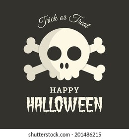 Halloween card with skull illustration vector