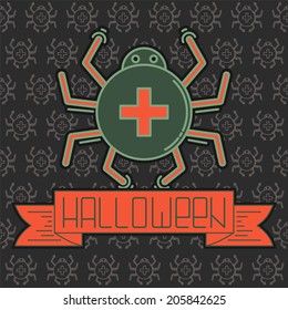 Halloween card with spider and ribbon