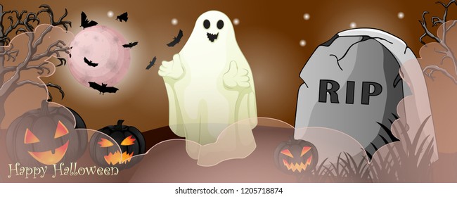 Halloween card with spooky things 