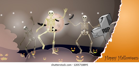 Halloween card with spooky things 