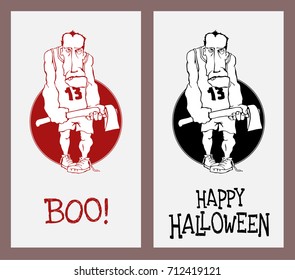 Halloween card, sticker or invitation concept. Template for your design works. Vector illustration.
