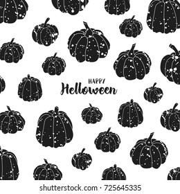 Halloween card template with grunge pumpkins.