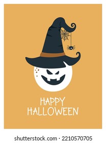 Halloween card. Template with handwritten inscription "Happy Halloween".Printing on fabric, paper, postcards, invitations.