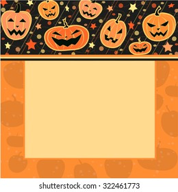 Halloween Card Template with Pumpkins
