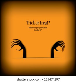 Halloween card vector illustration with scary hands and space for your text