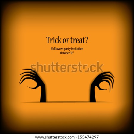 Halloween card vector illustration with scary hands and space for your text