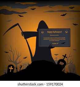 Halloween card vector illustration suitable for halloween party invitation or promotion, etc. with space for text