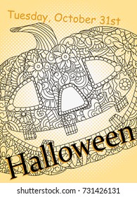 Halloween card vector image. Pumpkin for Pop Art.