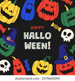 Halloween card. Vector template for the holiday.