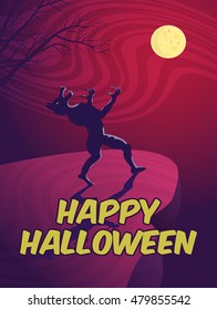 Halloween card with a werewolf