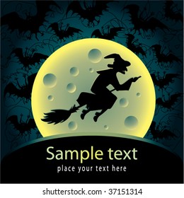 Halloween card with witch