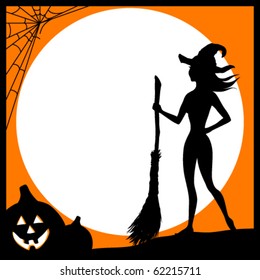 Halloween card with the witch