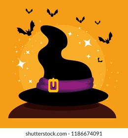 halloween card with witch hat