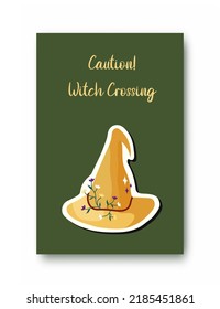 Halloween card with a witch hat. October 31. Perfect for poster, cover, or postcard. Happy Halloween.