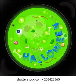 Halloween card with witch's potion