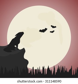 Halloween card with wolf