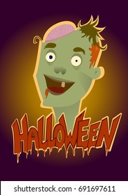 halloween card with zombie