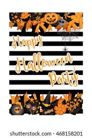 Halloween card.Hallween Poster with halloween set Decoration