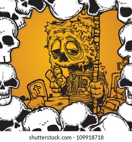 halloween cards background with zombie
