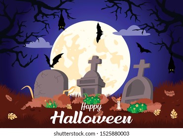 Halloween cards with bats and gravestones that decorate them