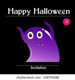 Halloween cards with cute cartoon monsters. Happy halloween. Templates For Placards, Posters, Flyers, Party, Invitation. Hand draw Halloween series