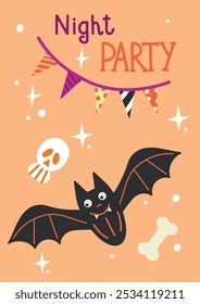 Halloween cards. Posters with funny creepy characters. Vector illustration templates.