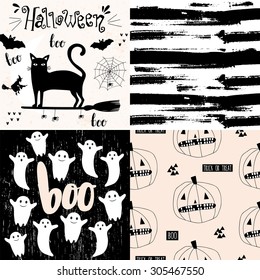 Halloween Cards set. Vector illustration.