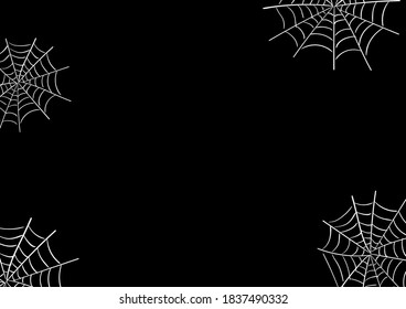 Halloween cards. White spider web on a black background. Vector illustration. Halloween poster template