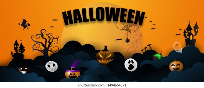 Halloween Carnival Background, concept design Party, Celebration Vector illustration.