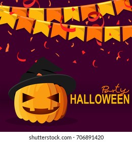 Halloween Carnival Background with Flags. Vector Illustration. Party Invitation Concept.