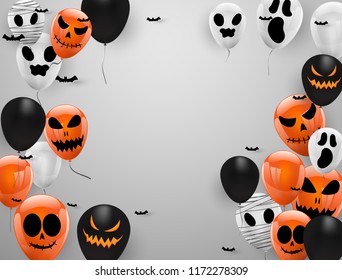 Halloween Carnival Background, Orange purple balloons, concept design Party, Celebration Vector illustration.