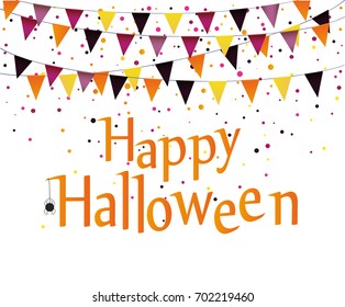 Halloween Carnival with flags Garlands. Vector. The concept of an invitation to a party in traditional colors. 