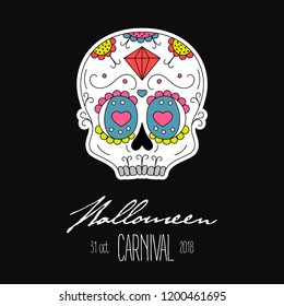 HALLOWEEN CARNIVAL SKULL.
. HALLOWEEN SKULL
. MEXICAN SKULL. HALLOWEEN INVITAION.