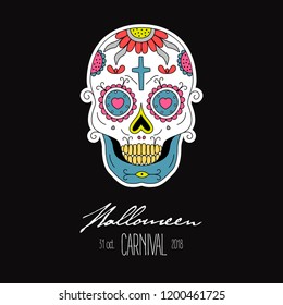 HALLOWEEN CARNIVAL SKULL.
. HALLOWEEN SKULL
. MEXICAN SKULL. HALLOWEEN INVITAION.