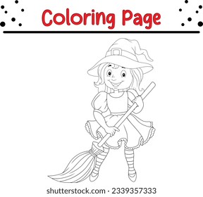 Halloween carton witch. funny Halloween coloring page for kids