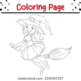 Halloween carton witch. funny Halloween coloring page for kids