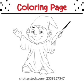Halloween carton witch. funny Halloween coloring page for kids